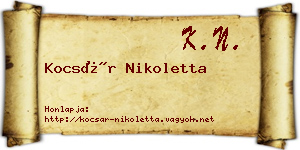 Kocsár Nikoletta névjegykártya