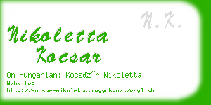 nikoletta kocsar business card